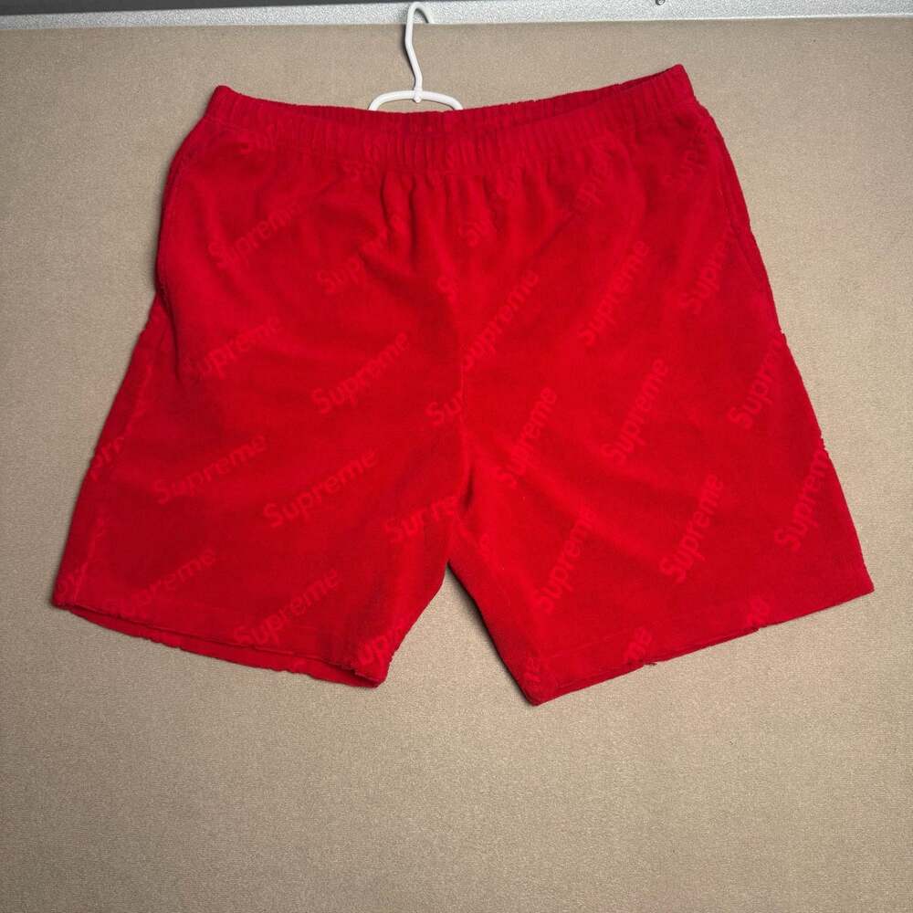 Supreme Terry Jacquard Logo Shorts Red